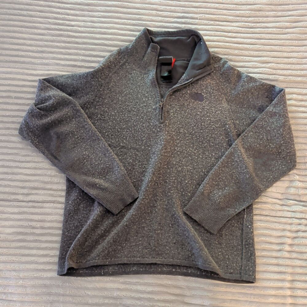 The North Face Jacket Mens M Gray Fleece Coat Quarter Zip Pullover